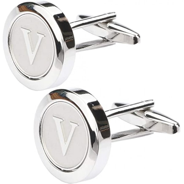 Mens Classic Stainless Steel Initial Cufflinks 26 Alphabet Initial Letter Cufflinks Business Wedding Shirts ------V