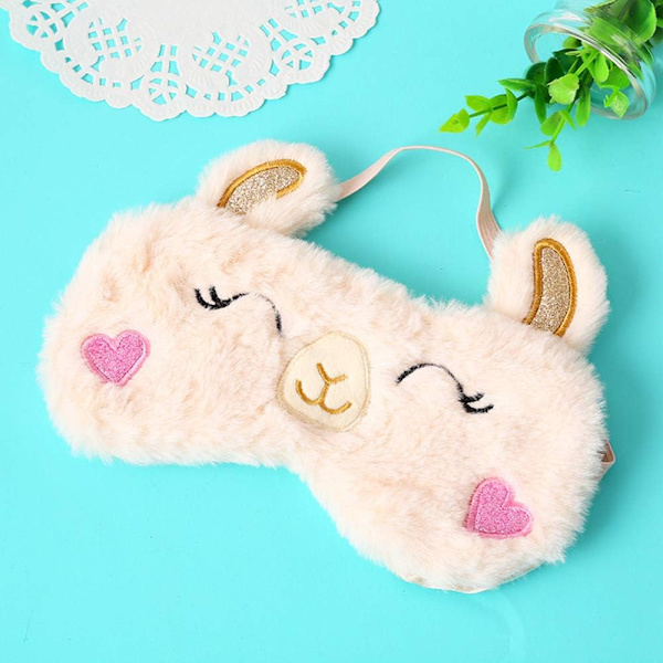 Søt Alpakka Søvnmaske, Myk Fluffy Plush Blindfold Morsom Nyhet Dyr Søvnmaske Øyendekke Øyenskygge for Barn Jenter Gutter Kvinner
