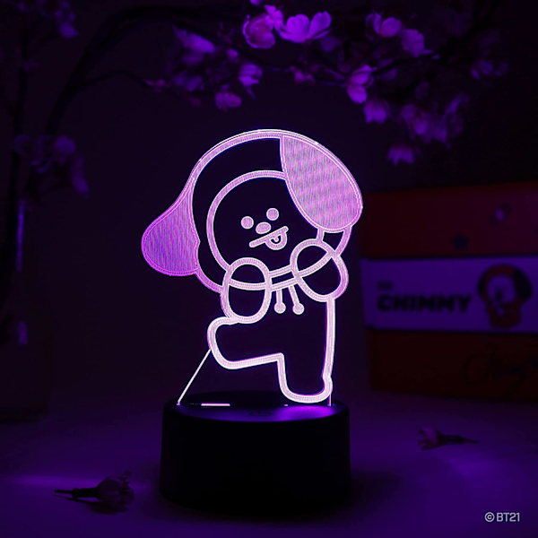 CHIMMY LED-lampa – BT21 – Lampfigur nattlampa, 16 färger RGB LED – Fjärrkontroll, 3D-rumsdekor present till UNISTARS
