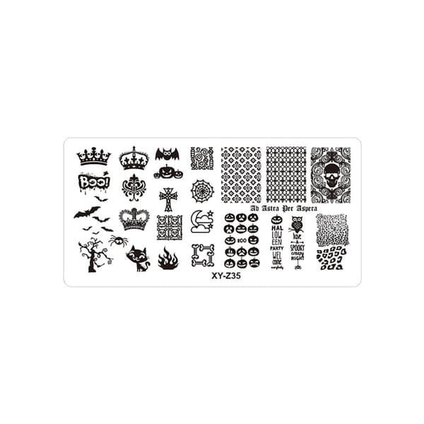 Rustfrit stål rektangulær neglekunst stempelplade DIY manicure trykbilledskabel z35#