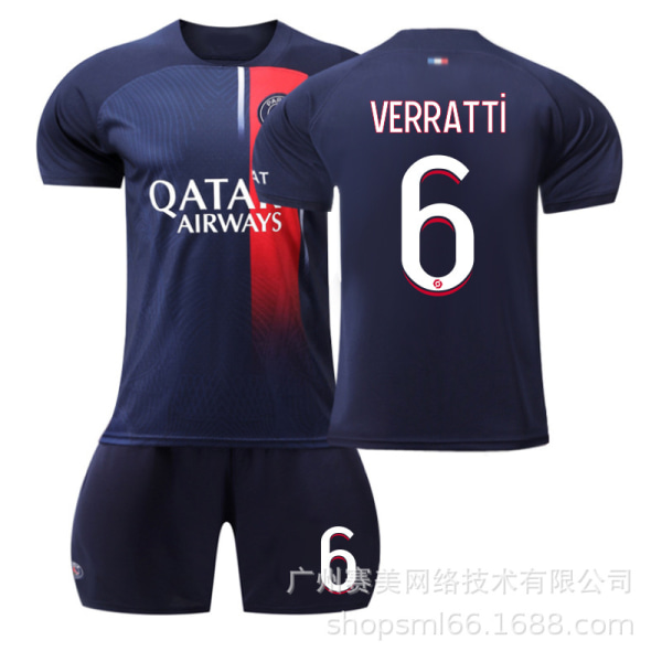 2023-2024 Paris Home Fotbollssats för barn-No.6 VERRAITTI#2XL No.6 VERRAITTI #2XL