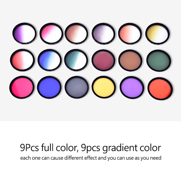 K&F Concept 18-delad ultra-tunn cirkulär gradient och fullfärgslinsfilterkit (67 mm)