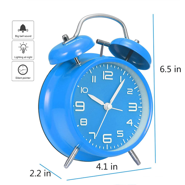 4 tum Tvillingklocka Väckarklocka
