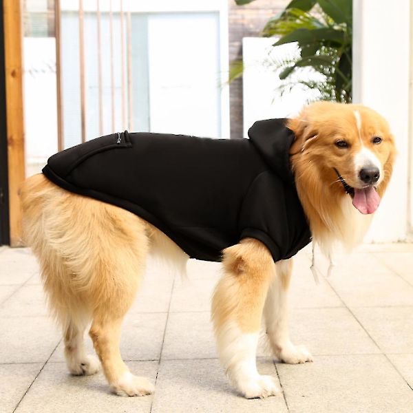 Pet Dog Hoodie Zip Pocket Puppy Hooded Sweatshirt Pet Clothing Size S-5xl(Black)