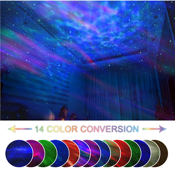 Stjärnprojektor Nattlampa, 3 i 1 LED Stjärnhimmel Aurora Projektorlampa med Fjärrkontroll för Sovrum Tak Nattprojektor