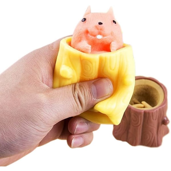 2 st koppar barns leksaker dekompressions träd stubbar gummi fidget leksaker ekorre leksaker stressavlastning för barn och vuxna ålder 3+ gåva vuxen dekompression