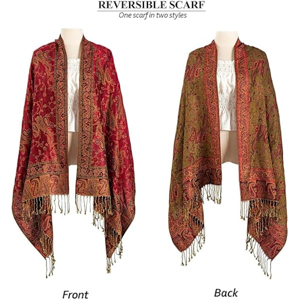 Pashmina-følelse Sjal Wraps for Kvinner Rave Myk Silky Sjal Reversibel Menn Sjal