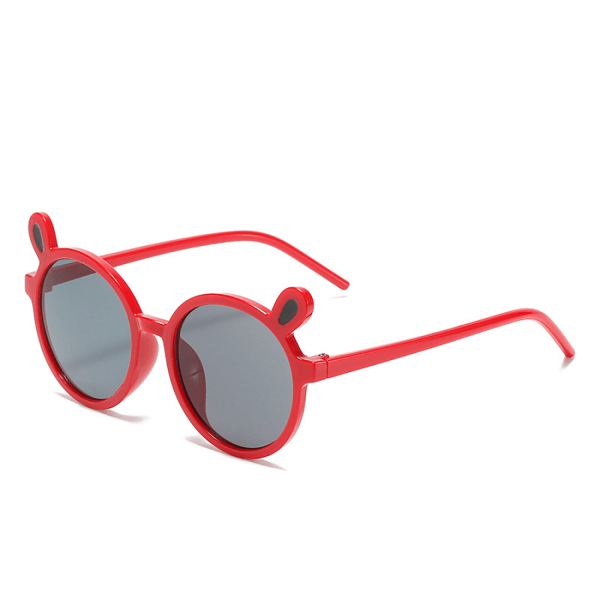 Barnsolglasögon Öron Tecknad Rund Båge Flerfärgade Solglasögon Anti-UV Solglasögon Baby ---- Röd båge svart och grått lakan