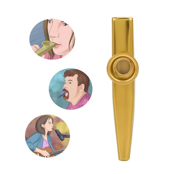 Aluminiumlegering Mini Bärbar Kazoo Ukulele Gitarr Partner Musikinstrument (guld)