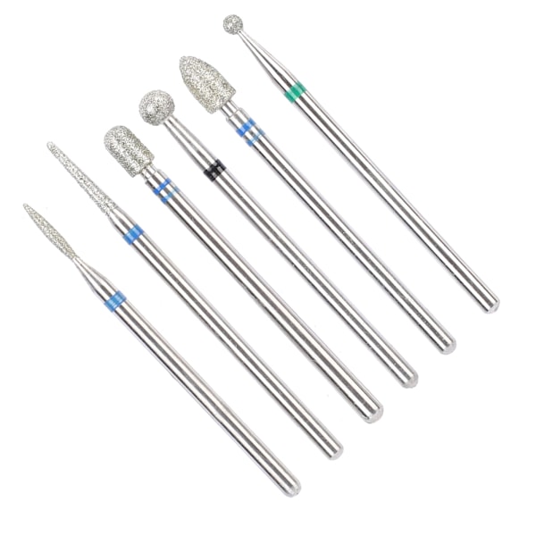 6 st/förpackning Rostfritt stål Nagelkonst Borr Bits Kit Nagelborr Tillbehör Manikyrverktyg JG#8