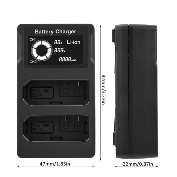 EN-EL14 LCD Display USB Dual Channel Kamera Batterioplader til Nikon D5300 D5200 D5100 D3100
