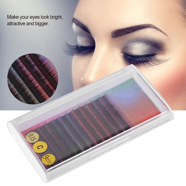 Gradient Ramp Soft Blended Falske Øyenvipper Forlengelse Lange Falske Øyenvipper 0.15C 9mm