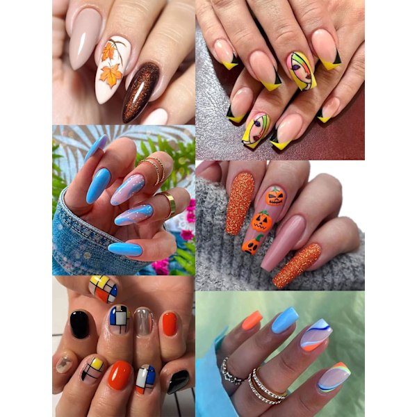 12 Färger 3D Nagelkonst Pennor Set, Kalolary Nagel Pennor Nagel Punkt Graffiti Prick Penna Ritning Målning Liner Borste för DIY Nagelkonst B