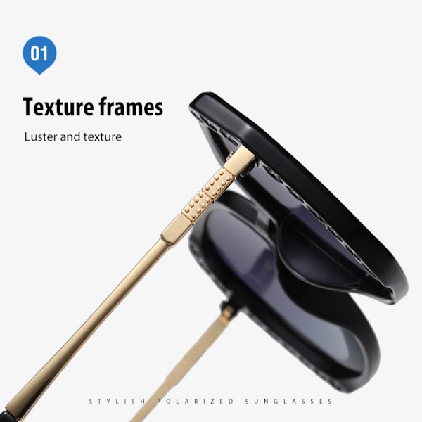 Retro Oversized Runde Polariserende Solbriller til Kvinder Store Stel Dame Shades