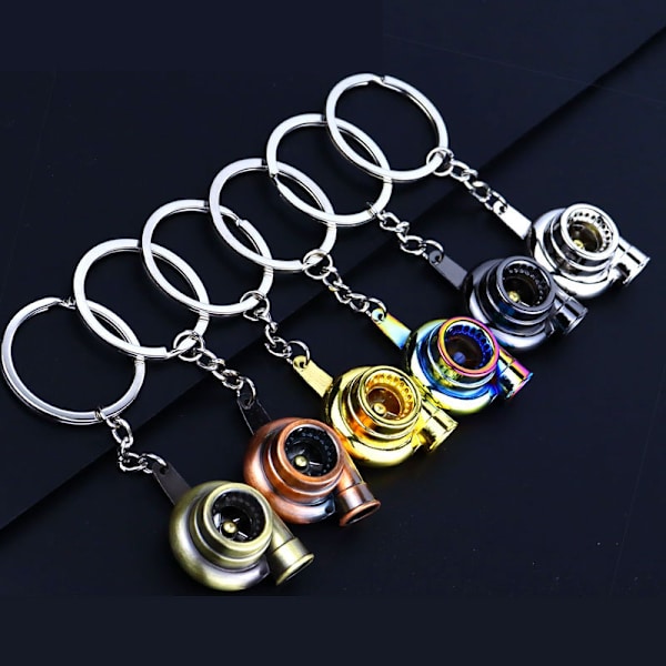 Nøglering Bildel Bil Gave Nøglering Ring Bilmodifikation Turboladet Nøglering Metal Turbo Nøglering Vedhæng（farve：sølv