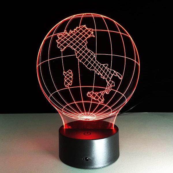 WJ Italia Jordkart Lys 3D Visuell Led Lampe 7 Farger Sopp USB Soverom Liten Skrivebordslampe 7 Farger Skiftende Led Nattlys