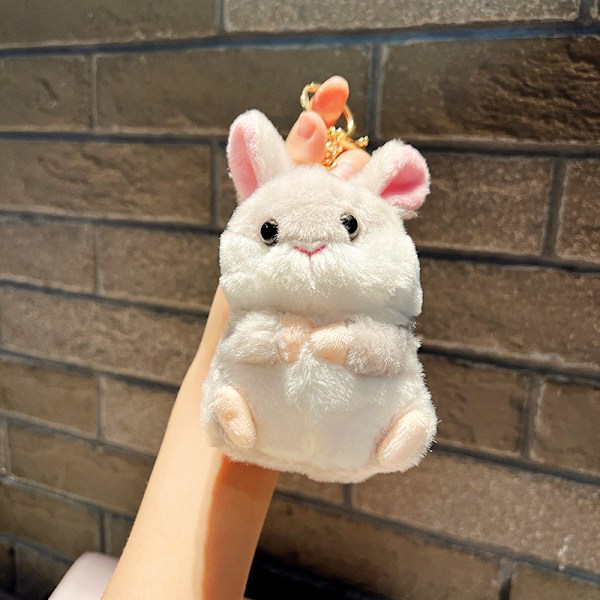 Söt liten docka, parväska hänge, plyschleksak docka nyckelring, docka hänge Plush Hamster Rabbit - Grey