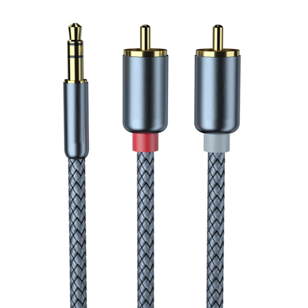 3,5 mm jackstik til 2 han-interface adapterkabel til RCA-lydcomputertelefonkonverterkabel 2 meter