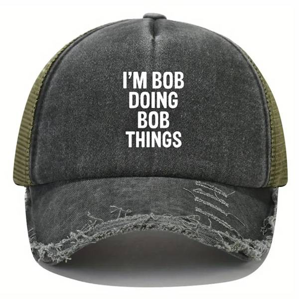 Unisex Baseball Cap I'M BOB GÖR BOB SAKER Tryckt Tvättat Pappakeps Solid Färg Distressed Justerbar Hip Hop Solhattar För Kvinnor & Män green