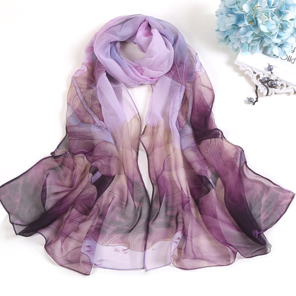 Lätta modehalsdukar för kvinnor, tryckta blommönster, sjal, wraps, W02