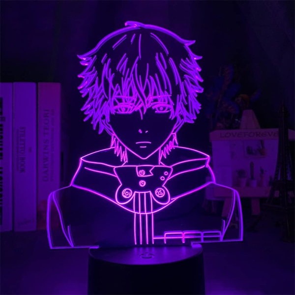 7/16 Färger Fjärrkontroll Touch Switch USB Anime Ljus Ken Kaneki 3D Illusion LED Nattlampa för Hemrum Dekor Bordslampa