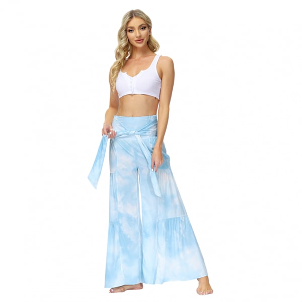AVEKI Print Elastiska högmidjade byxor med utsvängda ben Bell Bottom, FKBB002, XL