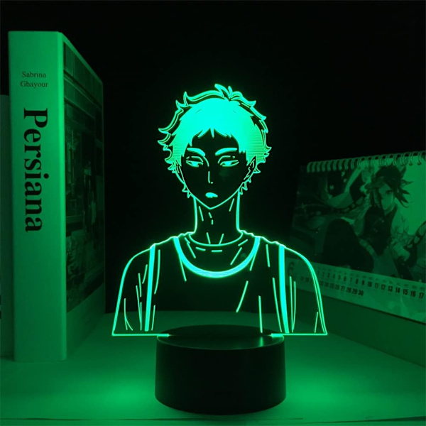 3D Anime Lampe Akaashi Keiji Figur RGB Farverig Natlampe med Fjernbetjening 16 Farveændringer Optisk Illusion Lys til Julegaver Volleybollpojke-B