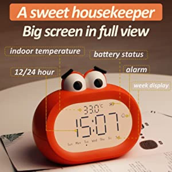 JUSTUP Söt tecknad barnklocka Calculagraph  Dubbelanvändning Intelligent elektronisk väckarklocka （Blå）