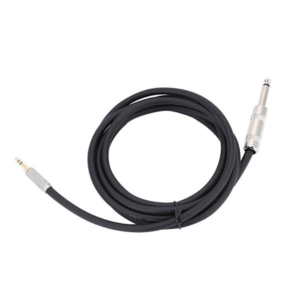 2m 6,35 mm til 3,5 mm adapter lydkabel til mikrofonforstærker guitar (6,35 mm lige hoved)