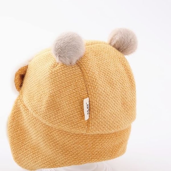 Stickade mössor med öronlappar i fleece, vintervarma stickade mössor för småbarn, flickor och pojkar, 01