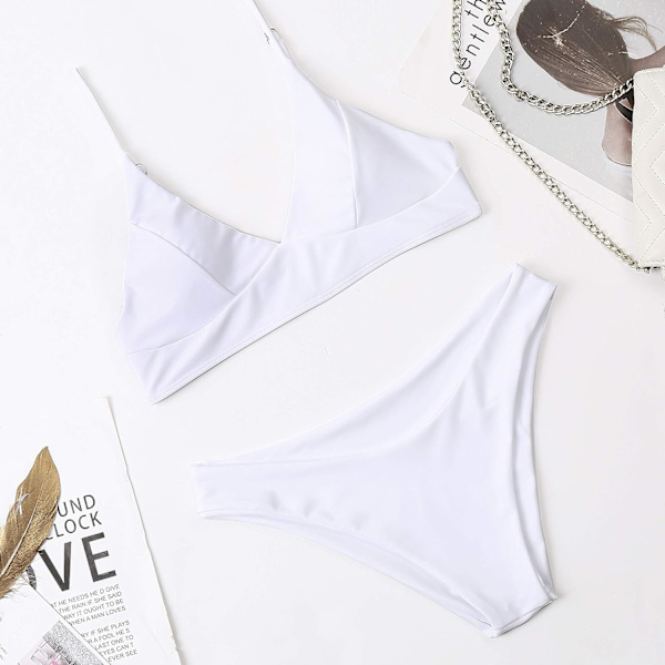 Bikini för kvinnor, svart, push-up, tvådelad baddräkt White XL