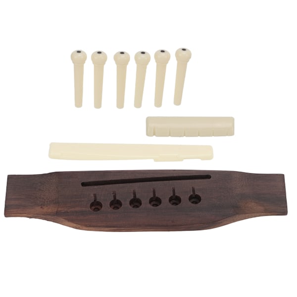 Gitar Preslotted Bridge Set Rosewood Plast Sadel Mutter Pin Set for Akustiske Gitarer