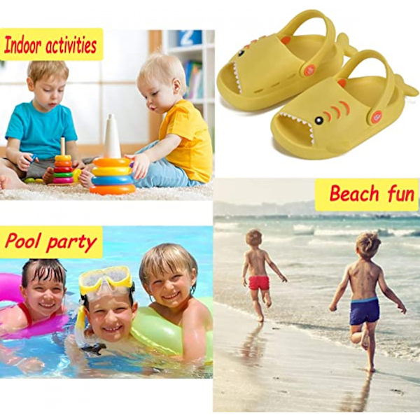 Sandal för småbarn pojkar flickor Slide Sandal Dinosaur Småbarn Flip Flops Utomhus inomhus hem barn sommar vattenskor-----Gul（180 Yard）