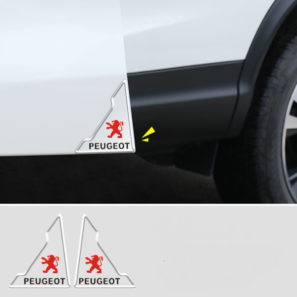 Antikollisionshörnskydd för bilens ytterdörr, PVC-dörrbumpkant anti-scratch gummiskyddsfilm - Peugeot (paket med två)