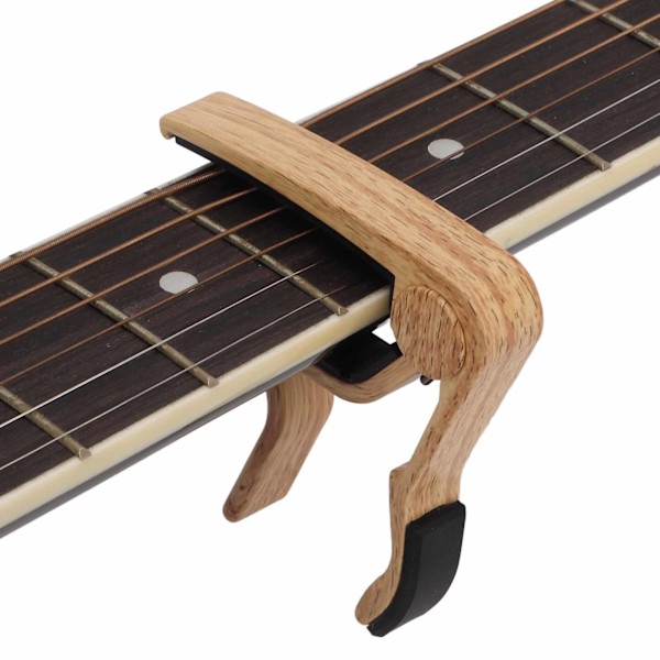 Capo med rask utløsning, strengklemme tilbehørsett med 5 stk gitarplukker for bass, banjo, lys tre farge