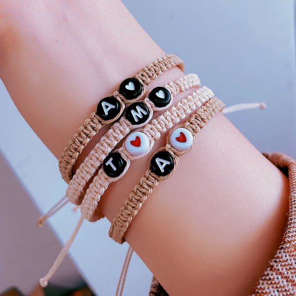Wekity Initial Armbånd til Damer Teenagere Piger Flettet Reb Flettet Graduering Mors Dag Gave til Mor Kæreste Kone Justerbar 26 Bogstaver,W