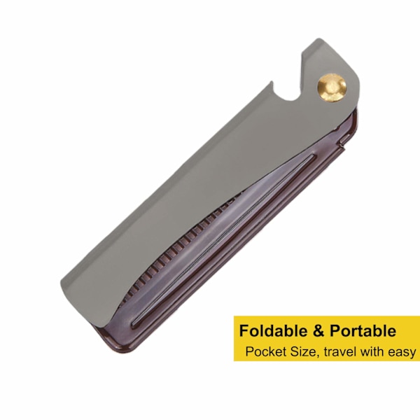 Fällbar Kam i Rostfritt Stål, Fickkam för Män och Kvinnor, Svart Black Small (Pack of 1)