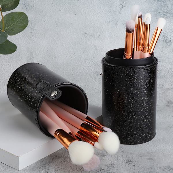 Bærbar makeup børste kop PU læder rørholder rejse kosmetisk beholder værktøjL