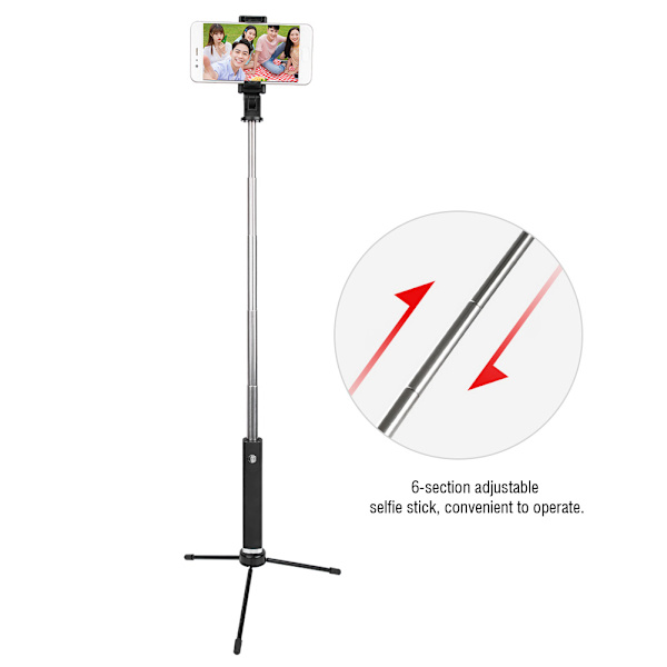 2 i 1 Bärbar 360° Rotation Bluetooth Selfie Stick Skrivbordsstativ med Spegel