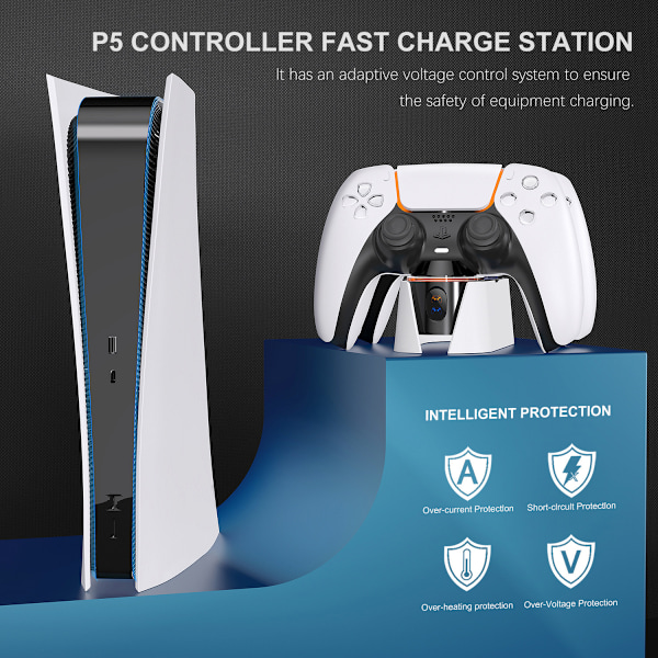 PS5 Controller-opladerstation, PS5-opladerstation med hurtigopladning 5V/3A, dobbelt controller-opladerstand til Playstation 5