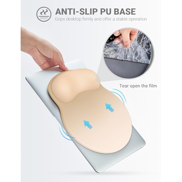 Ergonomisk Musematte med Håndleddstøtte, Komfortabel Musematte Håndleddstøtte, Lindrer Håndleddssmerter Gel Musematte, Sklisikker Gummisokkel Musematte