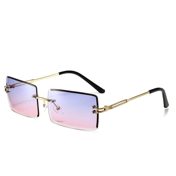 Vintage Rimless Solbriller Rektangulær Rammeløs Candy Farve Briller Kvinder Mænd