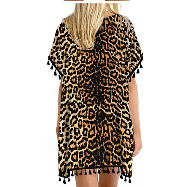 Kvinnors Chiffon Baddräkt Strand Baddräkt Baddräkt Överdrag för Badkläder --- Leopard Print O（Storlek XL）