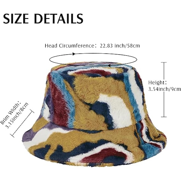 Fuzzy Bucket Hat för Kvinnor Fluffig Bucket Hat Varm Pälshatt för Kvinnor Vinterhattar för Kvinnor Färgglada