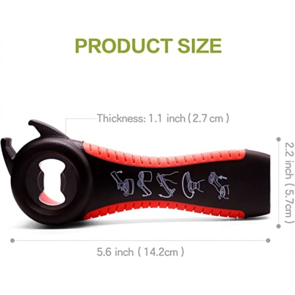2 st 5-i-1 Multi Bottle Bottle Opener, Can Opener, Kitchen Multi Tool Opener, Lid Twist Gripper (Svart/Vit)