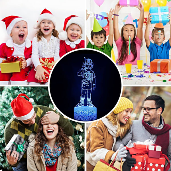 WJ 3D Illusion Stranger Nattlampa LED-lampa 16 färger föränderliga med fjärrkontroll Hem Sovrumsbelysning Kreativa julklappar för pojkar flickor Märkliga berättelser