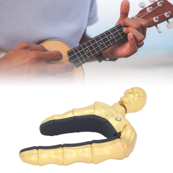 Gitarr Capo Skalle Knopp Låsdesign Mjuk Silikon Reptålig Capo för Elektriska Akustiska Gitarrer Ukulele Guld