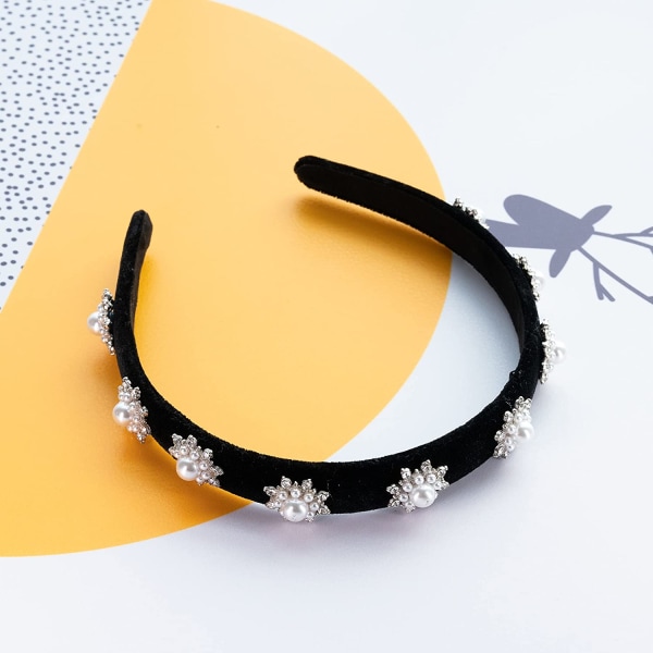 Huvudband Fashion Tiara för kvinnor och flickor med glittrande glitterfärgade pärlor Pärlhårband Krona för tvätt av ansiktsmakeup (ren vit pärla)