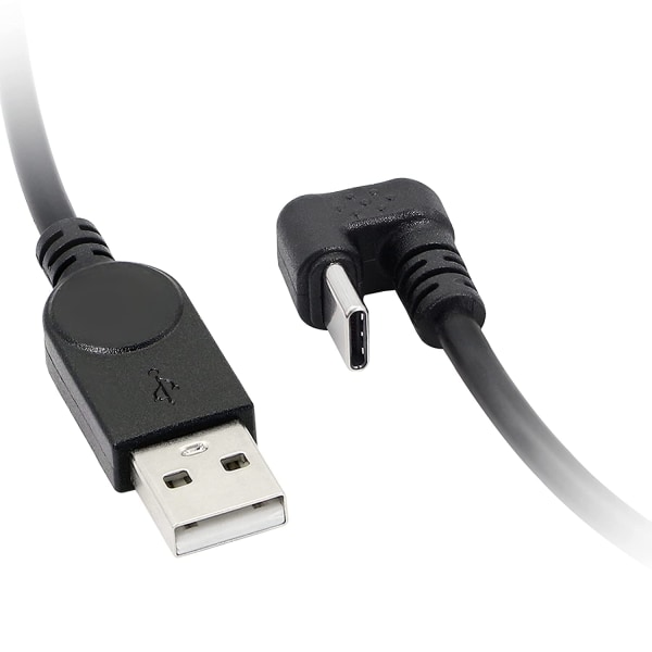 USB Type C-kabel U-form, 180 graders vinklad USB C snabb datasynkronisering laddningskabel USB A till USB-C snabbladdningskabel för de flesta Type C-enheter - Svart 1Ft/30C