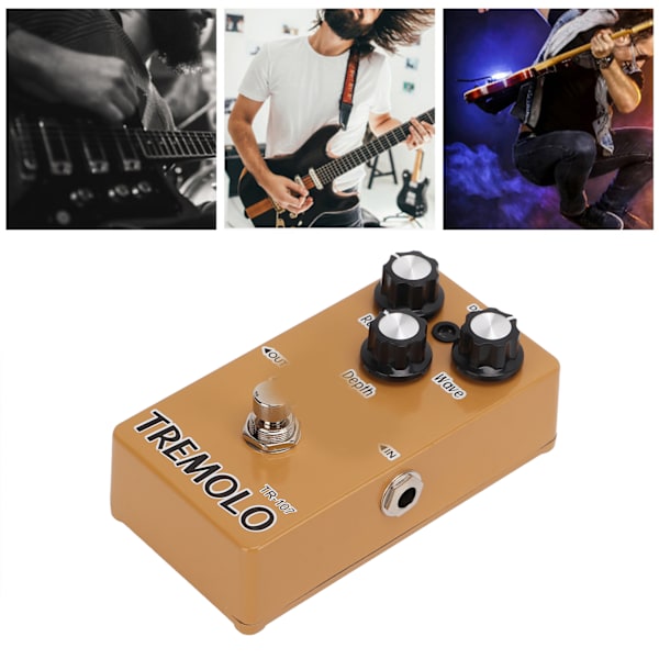 Tremolo-effekt Rate Wave Depth Metal Guitar Monoblock-effektpedal Indbygget 9V 300mAh batteri